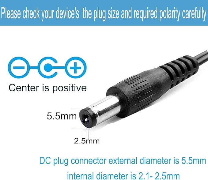 DC 12Volt 2A Power Supply Adapter 24W AC DC Wall Adapter 100-240V AC to DC 12V 2A 1.5A Power Adapter Converter with 5.5mm x 2.5mm Compatible with 5.5x2.1mm Tip 12V acdc Transformer Adapter