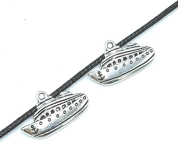 12pcs Charms Nautical Ship Pendants Alloy Tibetan Silver Bulk for Bracelets Keychain Necklace DIY Craft Jewelry Making Supplies Accessory 25 X 15mm (Ancient Silver)