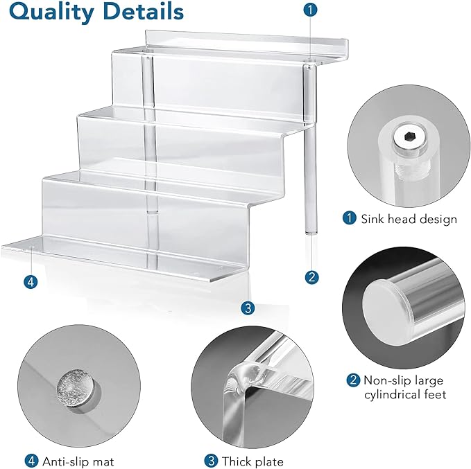 9 Inch Acrylic Shelf for Perfume Organizer, 4 Tier Funko POP Shelves, Cologne Organizer Tiered Riser Display Stand, Acrylic Display for Decoration