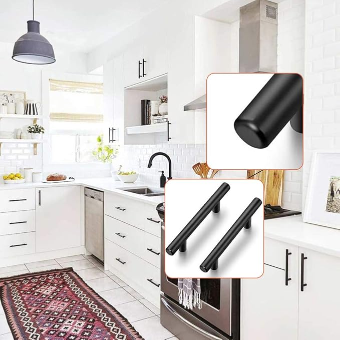 goldenwarm 5Pack Black Cabinet Door Knobs T Bar Pull Knobs Drawer Handles Cupboard Hardware - LS201BK Modern Bedroom Furniture Bar Handles Single Hole Black Hardware