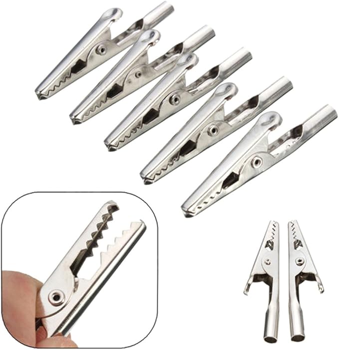 6 Pcs/Lot 51mm Length Crocodile Clips Stainless Steel Screw Probe Fixing Test Alligator Clips Crocodile Clamps