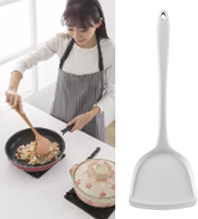 Silicone Spatula, Non Stick Kitchen Spatulas Heat Resistant Cooking Spatulas Large Flexible Kitchen Turner for Nonstick Cookware(White)