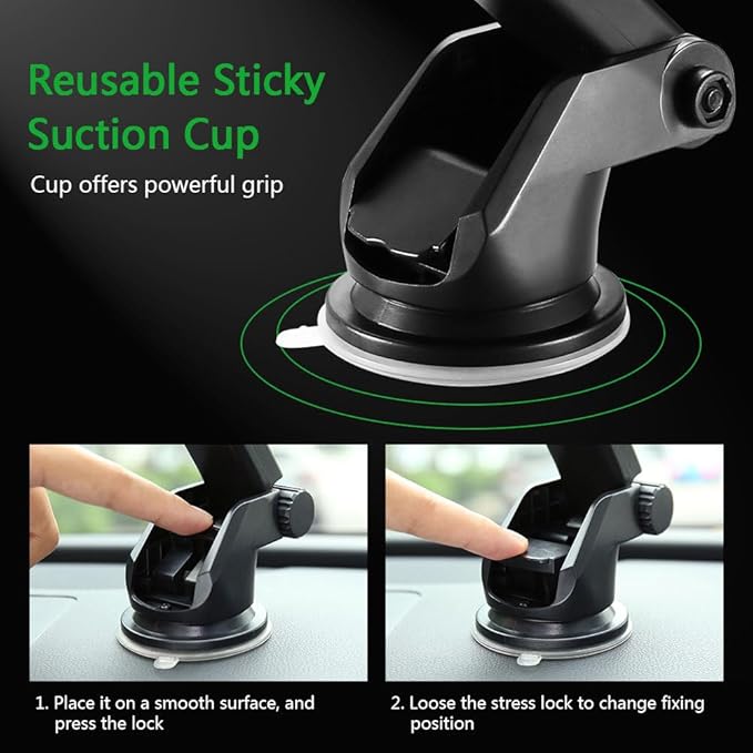Phone Holders for Your Car Windshield or Dashboard Mount Automatic Clip with Strong Suction Cup for Smartphones up to 7.2" inch