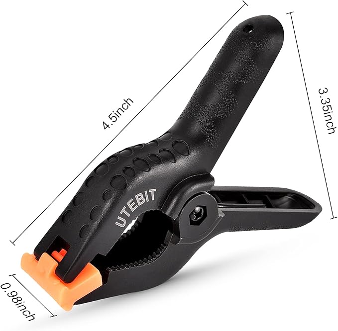 UTEBIT 8 Packs Spring Clamps 4 inch Backdrop Clips Portable Black Plastic Spring Clamp Heavy Duty Clips for Photo Studio, Woodwork, Artwork