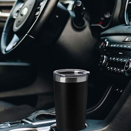 HASLE OUTFITTERS 20oz Tumblers Bulk Stainless Steel Cups with Lid Double Wall Vacuum Insulated Coffee Mugs for Cold Hot Drinks 1 Pack, Black