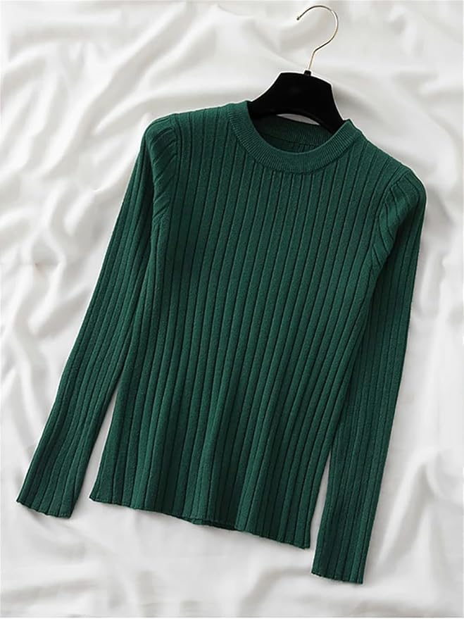 Knit Soft Jumper Tops Autumn Winter O-Neck Pullovers Sweaters Long Sleeve Slim-Fit Tight Sweater