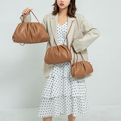Huralona Dressy Pleated Vegan Leather Clutch Purse Super Soft Cloud Dumpling Clutch Bag for Women PU Evening Purse Handbag
