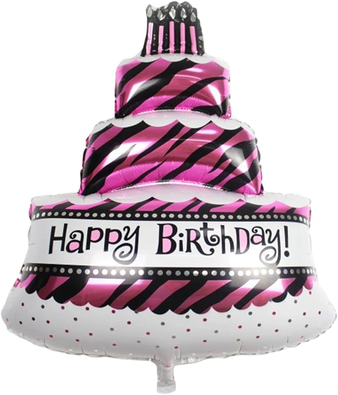 24PCS Pink Birthday Decorations, Cartoon Birthday Party Supplies, Happy Birthday Balloons Banner, Pink Theme Party Decor for Girls