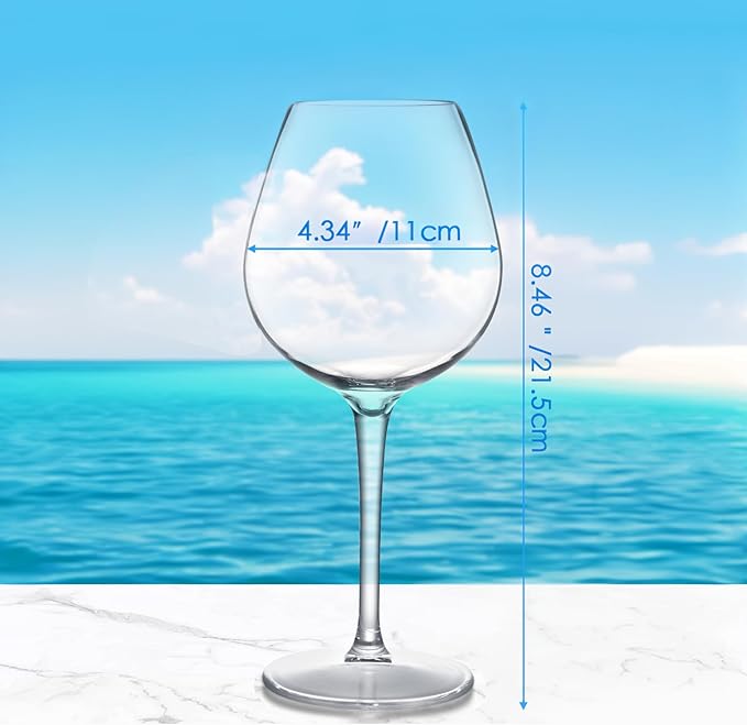 4 Pack Plastic Wine Glasses Set of 4, 14oz(400ml), Unbreakable Tritan Wine Glasses with Stem, BPA Free, Dishwasher Safe, Perfect for Poolside, Outdoors, Camping, and More, Clear