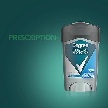 Degree Men Antiperspirant Deodorant Clean 72-Hour Sweat Odor Protection Prescription-Strength Antiperspirant For Men with MotionSense Technology 1.7 oz