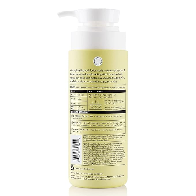 Naturium Bio-Lipid Restorative Hydrating Body Lotion with Shea Butter, Fragrance Free, 14 oz