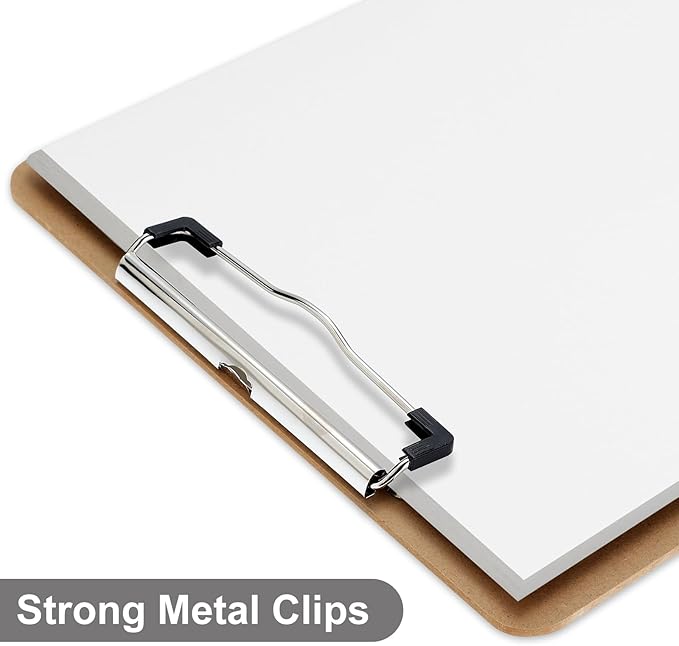 Wood Clipboards Set of 2, Letter Size Hardboard Clip Board 8.5x11 for Classroom, Students, Kid, A4 Standard Size 9" x 12.5" with Low Profile Clip, Office School Supply