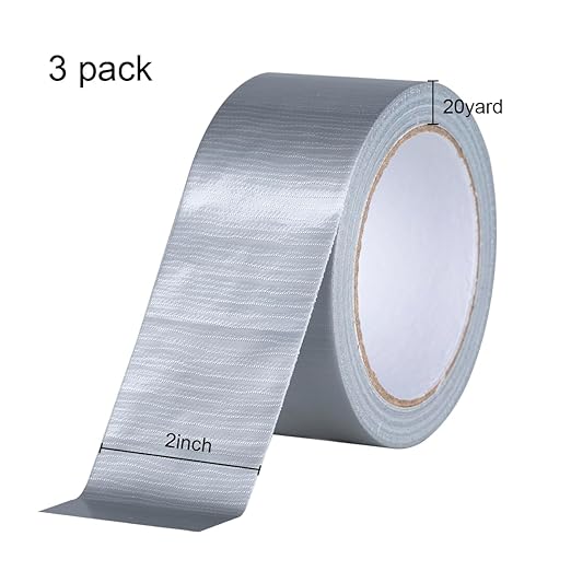 3 Pack Duct Tape Heavy Duty Waterproof, Strong Adhesive Silver Duct Tape Bulk for Indoor Outdoor Repairs Tear by Hand, 60 Yards x 2 Inch Total