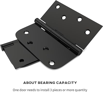 goldenwarm 3 Pack 4in Black Door Hinges Interior Door Hinges Black Matte 4 x 4 Inch with Square Round Corners, Iron Material