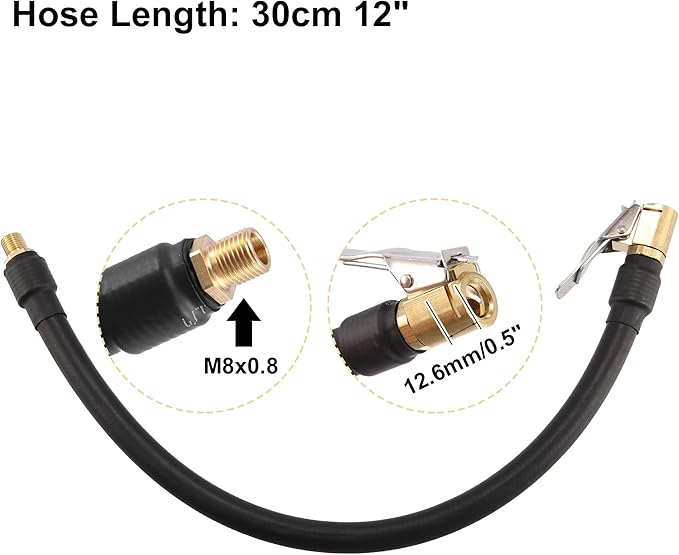 X AUTOHAUX 30cm 12" Flexible Air Tire Valve Extension Adaptor Motorcycle Auto Car Tire Stem Extender Quick Clamp Fittings