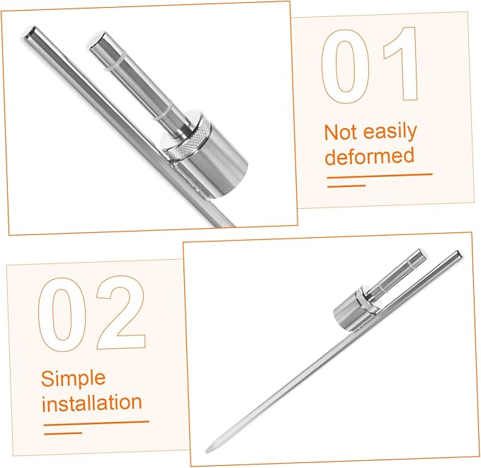 YARNOW Stainless Steel Flag Pole Holder Ground Stake Silver Flag Spike Ground Stake Flag Pole Support