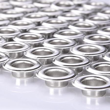 Yescom 1000pcs 38"(10mm) Size 2 Compatible with Semi-Automatic Grommet Machine Nickel Finish Eyelet for Leather Bags Signs Poster Eyelets YES0387