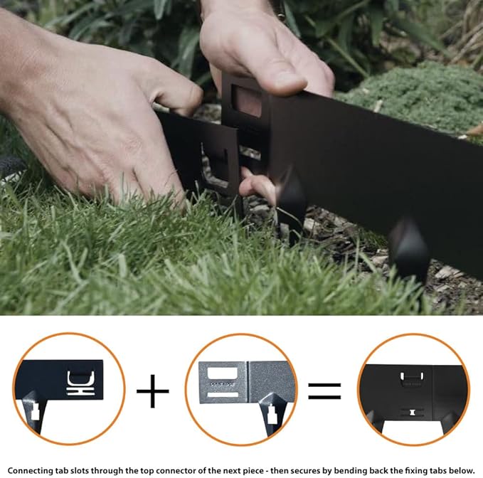 Lawn Edging Flexible Decorative Steel Garden Lawn Edging with 6" face Height 5X 3.28', 16.25 Linear Feet (Brown, 6")