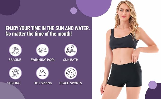 Leakproof Period Swimwear Boy Shorts for Women Teen Girls - Swim Confidently with Absorbent Menstrual Swim Bottoms