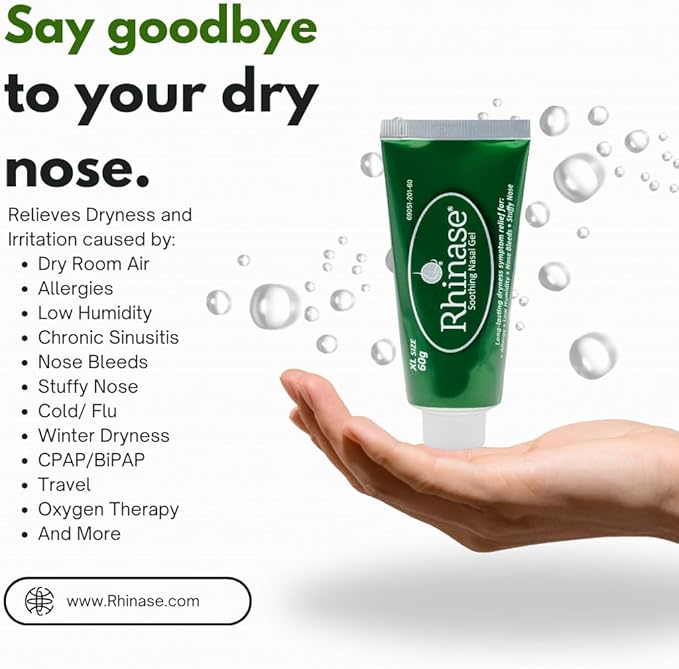 Rhinase Soothing Nasal Gel XL 60 g for Nasal Dryness from Allergy, Low Humidity, Nose Bleeds, Stuffy Nose...