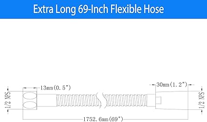 69 Inches 304 Stainless Steel Metal Shower Hose Attachment for Hand Held Shower Head,Shower Hose Extra Long,Chrome