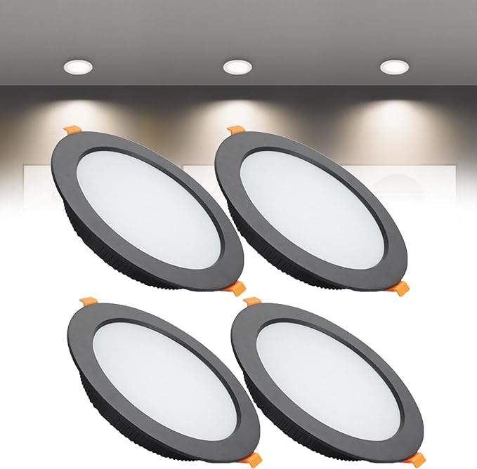 12W LED Recessed Ceiling Lights 145mm Natural White 4000K 12W 240LM, Cut ?110-130mm, AC110-240V Ultra Slim Downlights, LED Panel Light for Living Room Hallway, 4 Pack