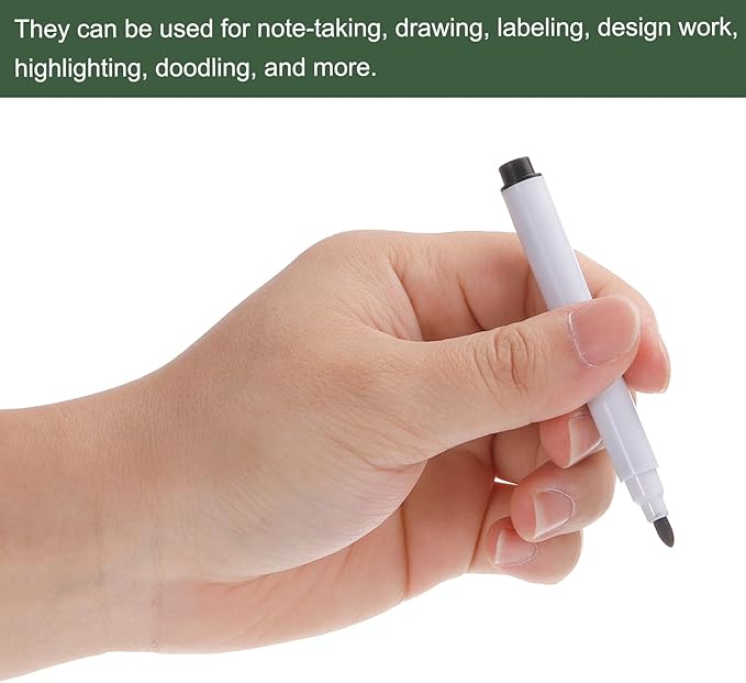 YOKIVE 60 Pcs Dry Erase Marker Pens, Pens with Eraser Cap Black Ink Fine Tip, Taking Notes, Great for Office/Home/Meeting Room (White)