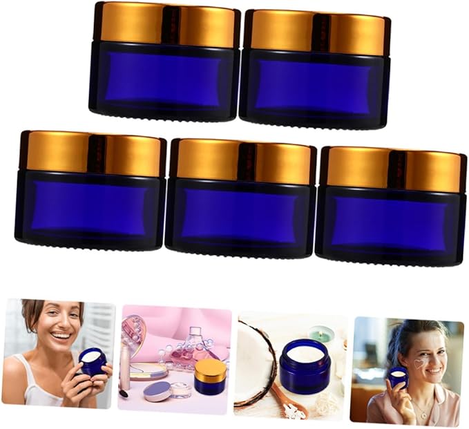 VICASKY 5pcs Refillable Glass Cosmetics Sub Bottle 50g Face Cream Eye Cream Storage Portable and Easy to Use