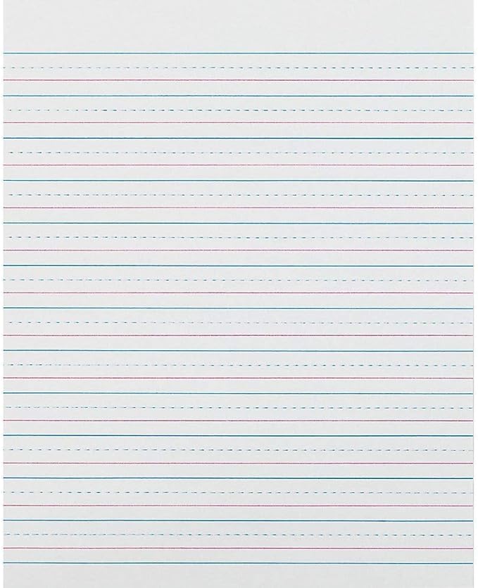 Pacon PACZP2413 Zaner-Bloser Sulphite Handwriting Paper, Dotted Midline, Grade 2, 12" x 14" x 14" Ruled Short, 8" x 10-12", 500 Sheets