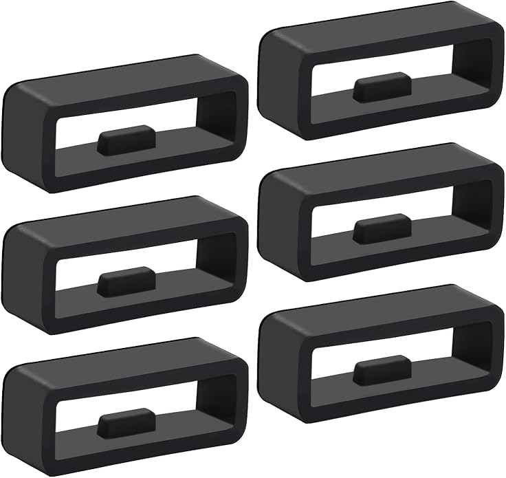 22mm Silicone Watch Band Loop, 6 Pack Universal Smart Watch Strap Fastener Rings Black Rubber Smartwatch Band Keeper Loop Replacement Parts Wristband Fastener Retainer Compatible with 22mm Wide Straps