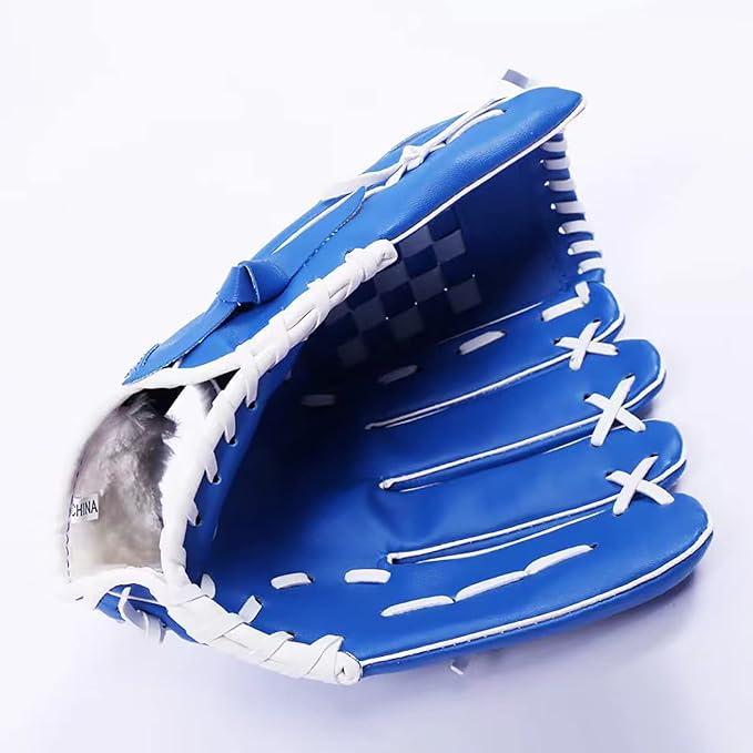 Baseball Glove with Baseball Catcher's Mitt PU Leather Left Hand Gloves 10.511.512.5 for Kids Youth Adult Right Hand Throw (Blue, 10.5)