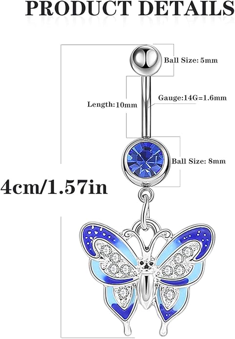 12Pcs-18Pcs Belly Button Ring 14G Dangling Dangle Belly Button Rings Navel Rings Piercing Jewelry for Women