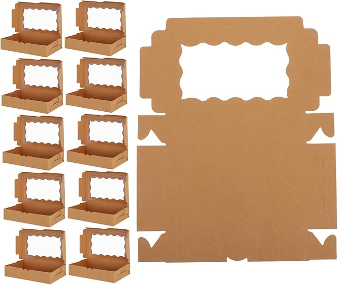VALICLUD 12Pcs Square Pastry Boxes with Window Food Packaging Box for Cookies Candies and Desserts Versatile Bakery Boxes for Baked Goods