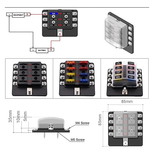 Car 6 Way 8 Way Blade Fuse Terminal Block Auto Track Fuse Holder Box with Light(ONLY Blade Fuse 1_Standard)