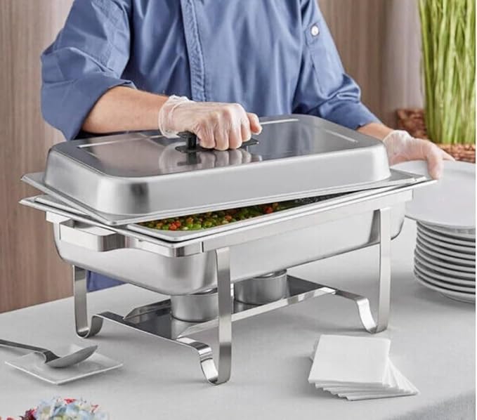 Soro Essentials- 8 Qt. Stainless Steel Chafer Dome Cover with Plastic Black Color Handle- Chafers and Buffet Warmer Cover for Catering Event Party Holiday Buffet Weddings Catering