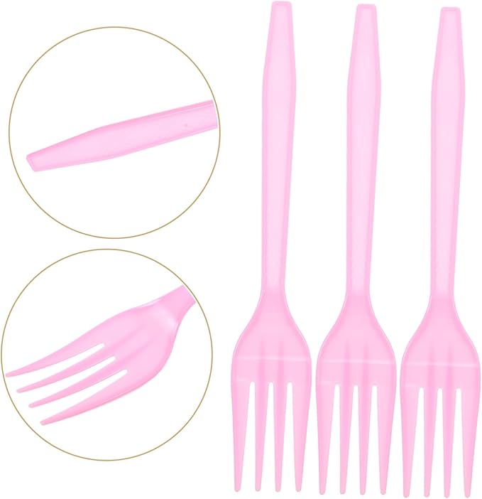 Elegant Pink Forks 20pcs Party Forks Disposable Utensils for