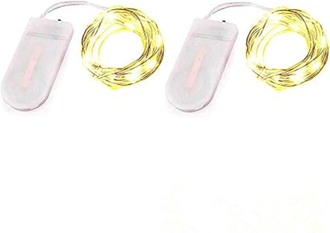 YJFWAL 2 Pack Fairy String Lights(Built in Batteries) Battery Operated Fairy Lights Starry String Lights on 10ft3m Silvery Copper Wire for Christmas Wedding Party Halloween Easter Decor (Warm White)