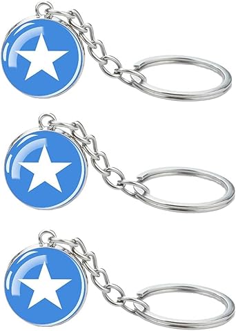3 Pcs Somalia Flag Key Chain,Cool Keychain for Car Keys, Stainless Steel Keyrings Keychains,Used for Home Decoration, Jewelry Hanging Decorations.