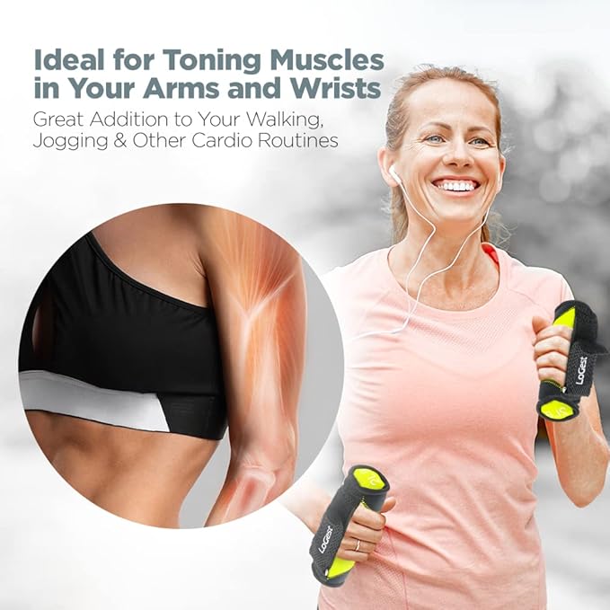 LoGest Soft Hand Weights Adjustable Straps - Comes in 1LB Weights or 2LB or 3LB 4LB - Comfortable Secure Weighted Neoprene Dumbbells with Straps for Walking Running Cardio Workout Physical Therapy