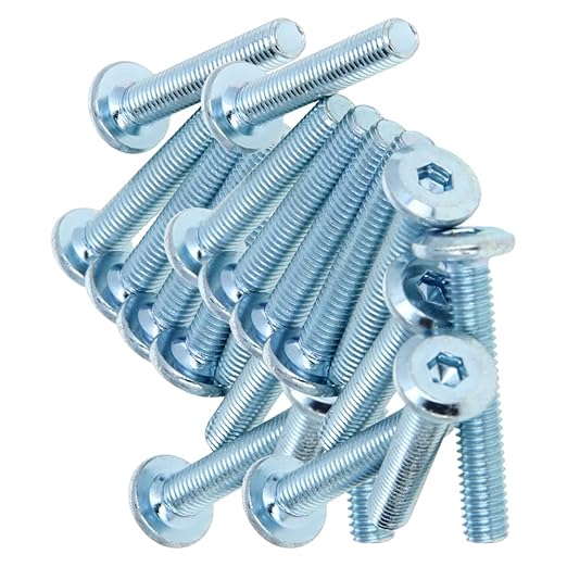 Yinpecly 20PCS M6x35mm Hex Socket Flat Head Screws Furniture Bolts Fastener Countersunk Connector Screws, Full Thread, Carbon Steel, Blue White Tone