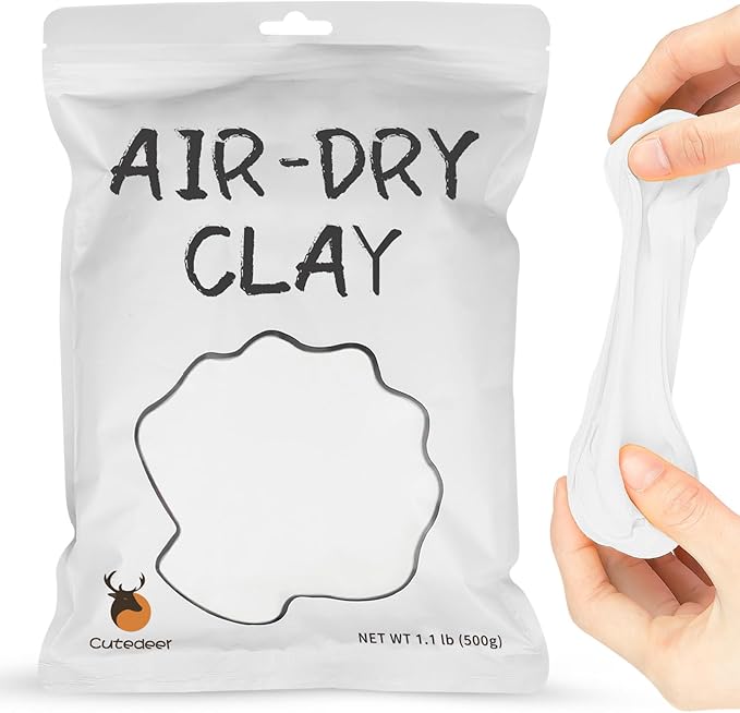 Cutedeer White Air Dry Clay, 1.1lb Foam Modeling Clay, Soft Squishy Molding for Kids Adults, Arts Crafts Project Slime Supplies(1.1lb - 1 Pack, White)