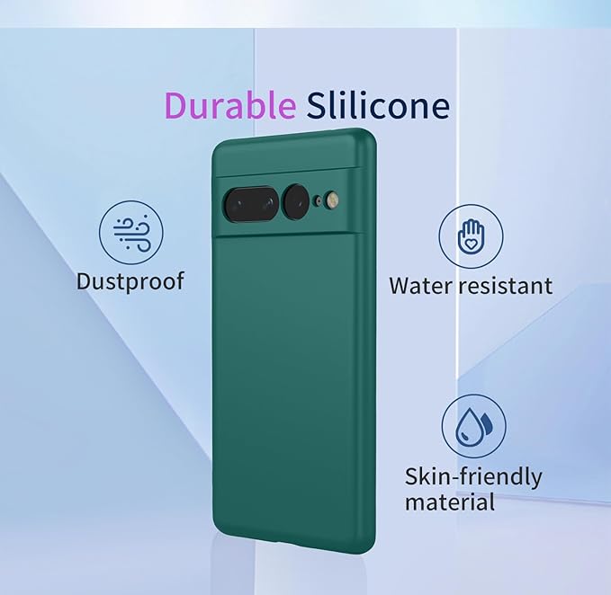 for Google Pixel 7 Pro 5G Case, Ultra Thin Fit Liquid Silicone Soft Rubber Anti-Bump, Anti-Scratch, Shockproof Protective Case with Microfiber Lining for Google Pixel 7 Pro 5G, Dark Green