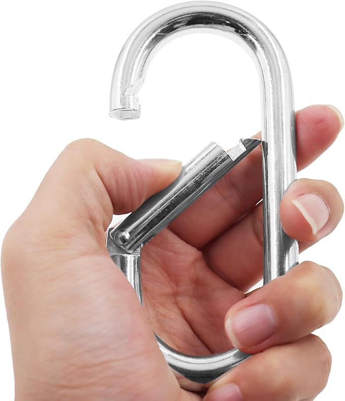 Oval Carabiner Clips,TTZEZE Iron Spring Snap Hooks,Galvanized Locking Carabiners,Heavy Duty O Shape Carabiners,Key Rings Chain Connectors for Outdoor and Indoor Use