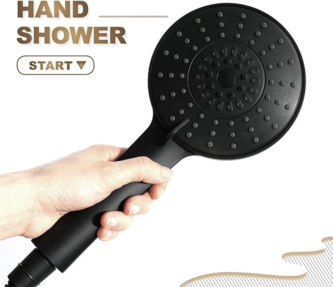 Handheld Shower Head 3 Spray Modes Adjustable Water Saving Shower Head Replacements Self-Cleaning Hand Shower with Easy-Cleaning Abs Plastic Nozzles,Black
