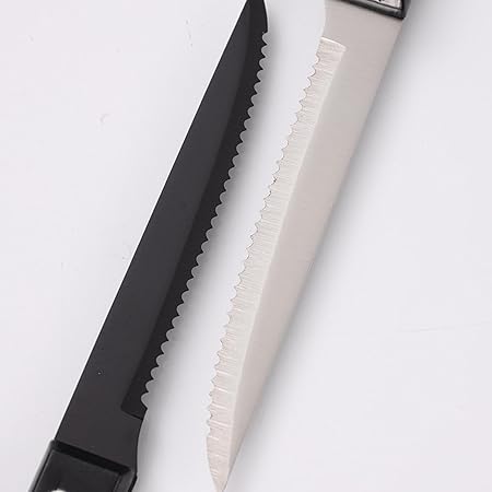 Stainless Steel Super Sharp Serrated Western Dinner Knife spot Restaurant Hotel Tableware Camping Western Style Steak Knife Black
