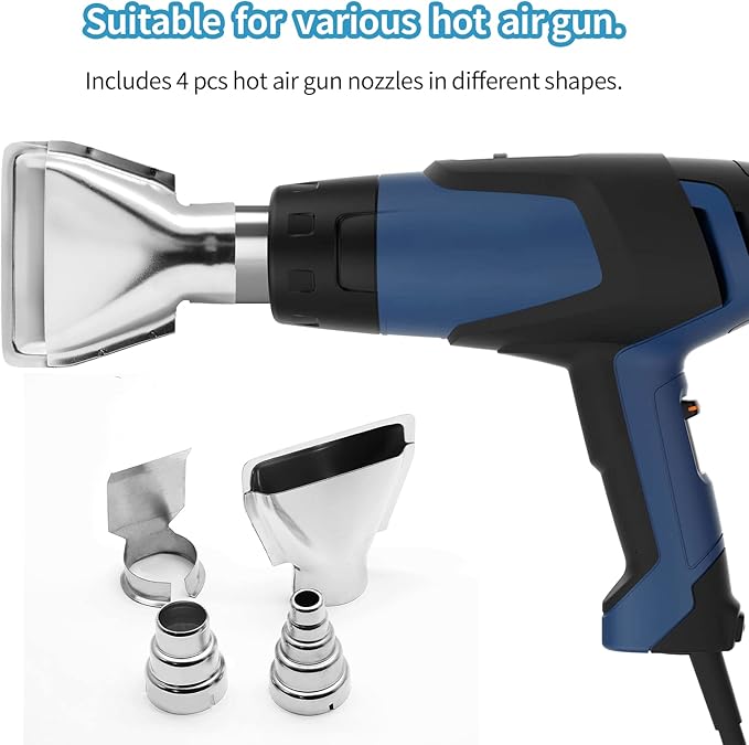 4 Pcs Heat Gun Nozzles Kit, Stainless Steel Reflector Heat Resisting Nozzles Gun Accessory Replacement for Hot Air Gun Soldering Station Nozzle Tool