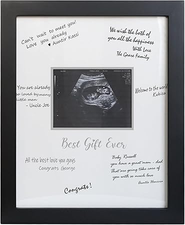 Sonogram Signature Frame Guest Book, Ultrasound Picture Keepsake Frame, Baby Shower Guest Book Alternatives, Gender Neutral Baby Shower Party Decor, Gift for Expecting Moms, Black