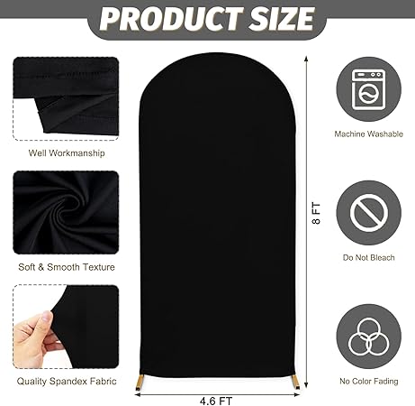 MODFUNS 8FT Arch Backdrop Cover Spandex Arch Cover Arch Stand Cover Arch Cover Backdrop Fabric Black Wedding Arch Cover Chiara Arch Cover for Bridal Shower Celebration Decor