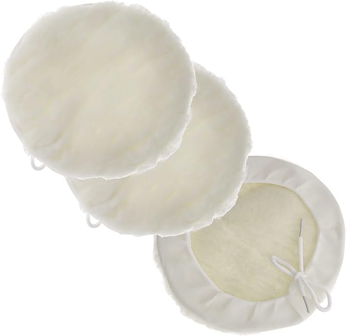 TCP Global 7" Synthetic Wool Blend Polishing Pad Bonnets (Pack of 3)