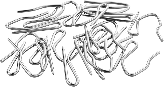 58 Pcs Metal Curtain Hooks, Nydotd Silver Rustproof Stainless Steel Plated Nickel Hooks Heavy-Duty Offset Pin-On Drapery Hooks for Window Curtain, Door Curtain and Shower Curtain(1.2" x 1")